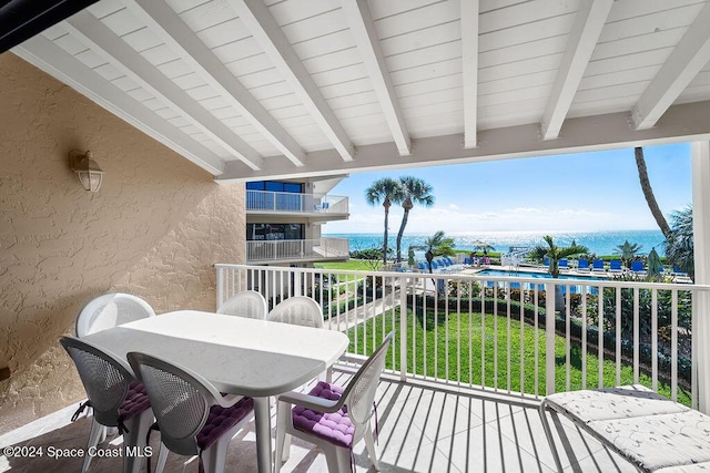 balcony with a water view