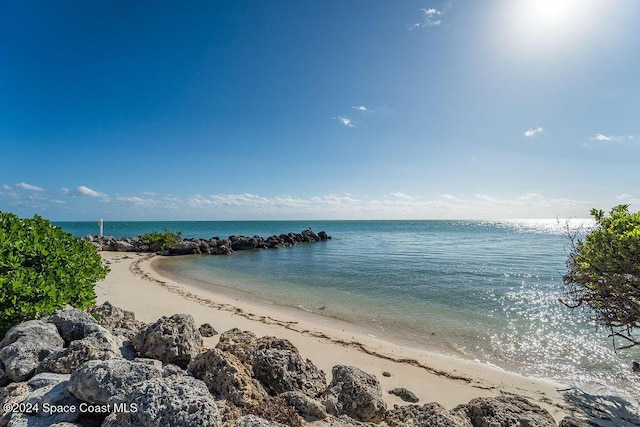 property view of water with a beach view