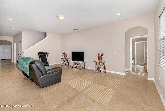 view of tiled living room