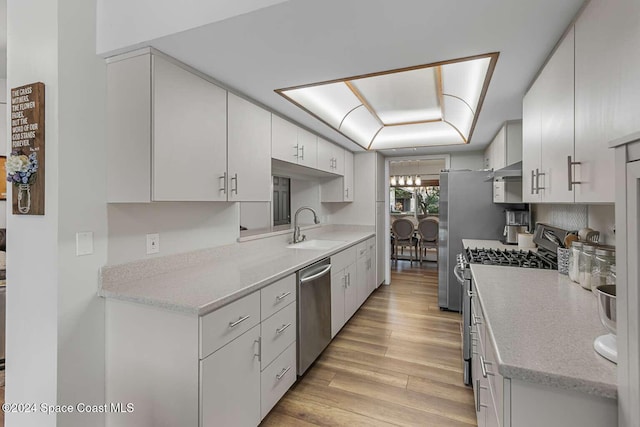 kitchen with white cabinetry, sink, and appliances with stainless steel finishes