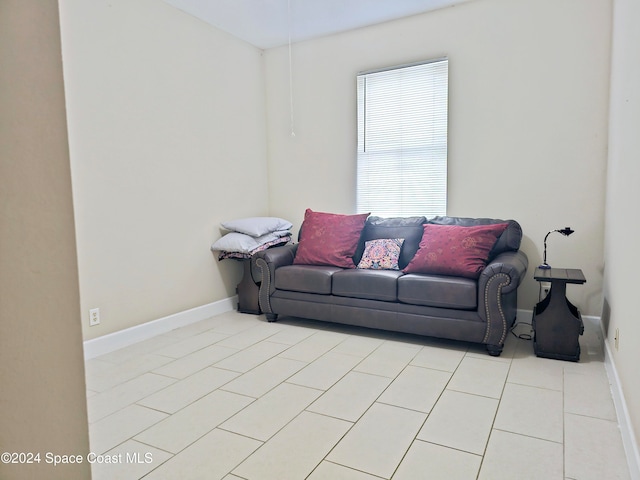 view of tiled living room