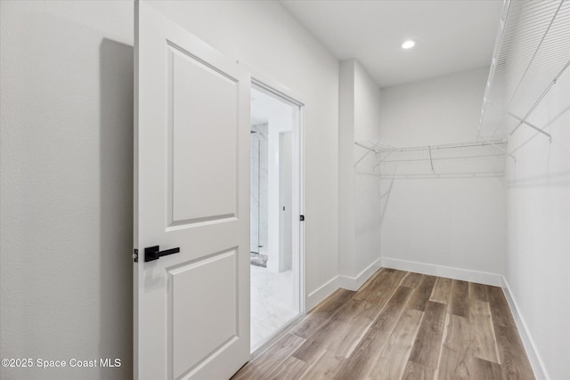 spacious closet featuring hardwood / wood-style floors