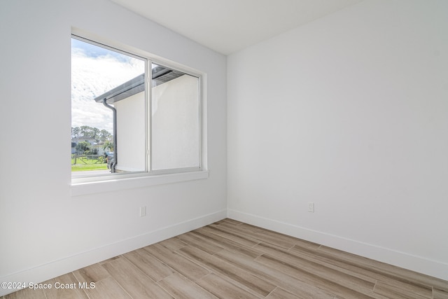 empty room with a wealth of natural light and light wood-type flooring