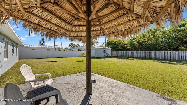 view of yard with a gazebo and a patio area