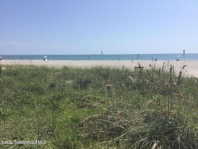 property view of water featuring a beach view