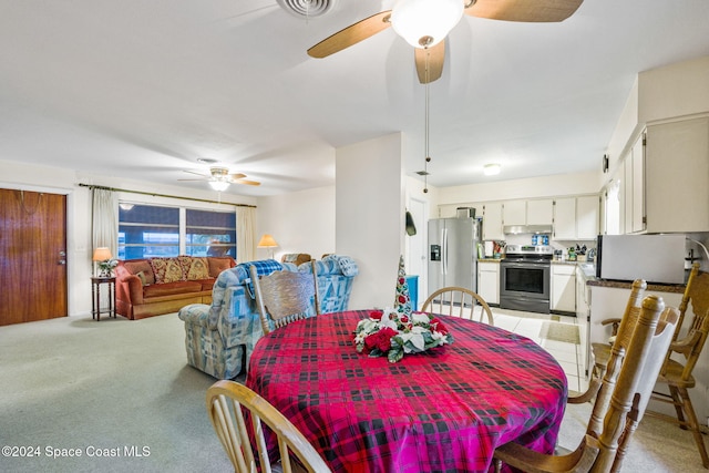 view of carpeted dining room