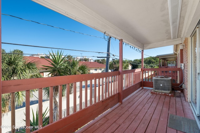 deck featuring central air condition unit