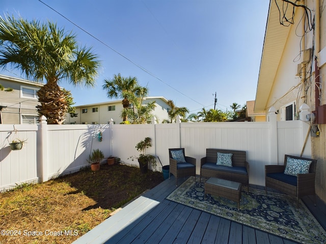 deck with an outdoor living space