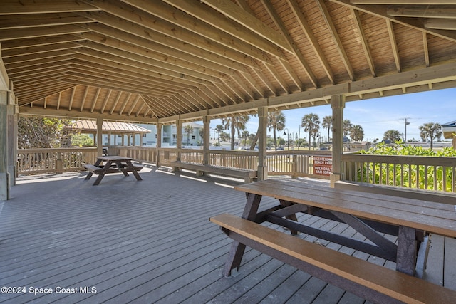 wooden deck with a gazebo