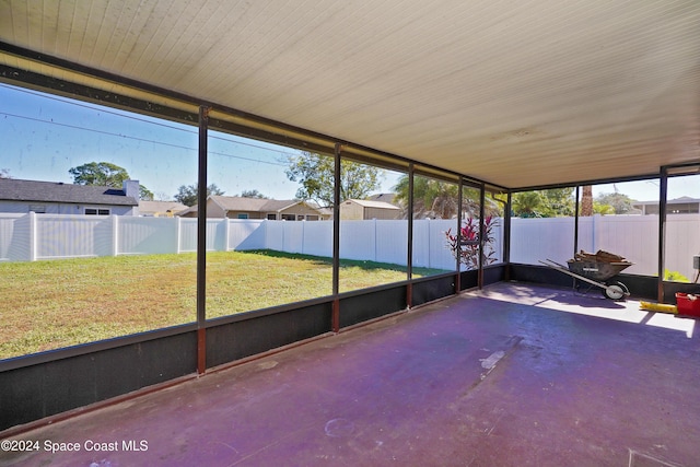 view of unfurnished sunroom