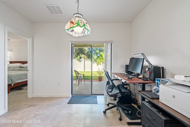 office with light tile patterned floors