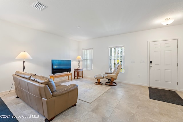 view of tiled living room