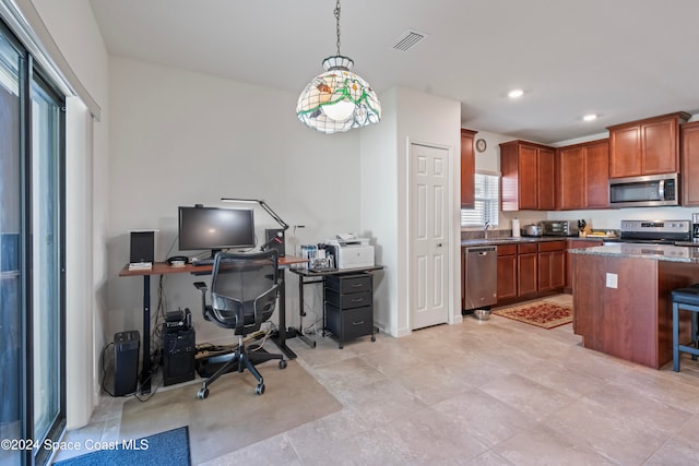 home office with sink