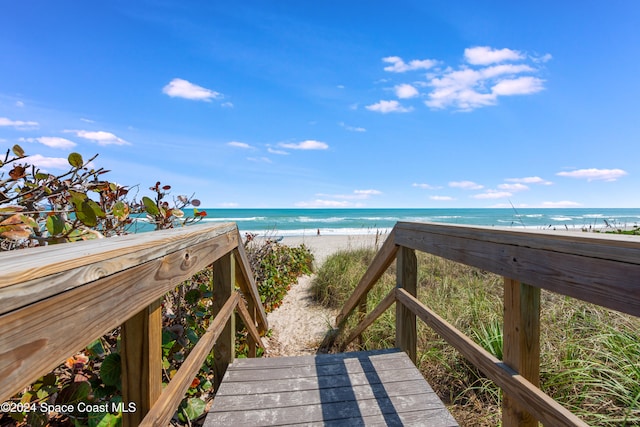 property view of water with a beach view