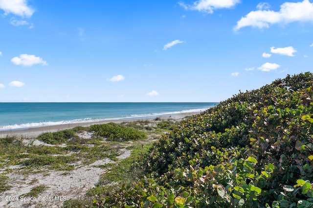 view of water feature with a view of the beach