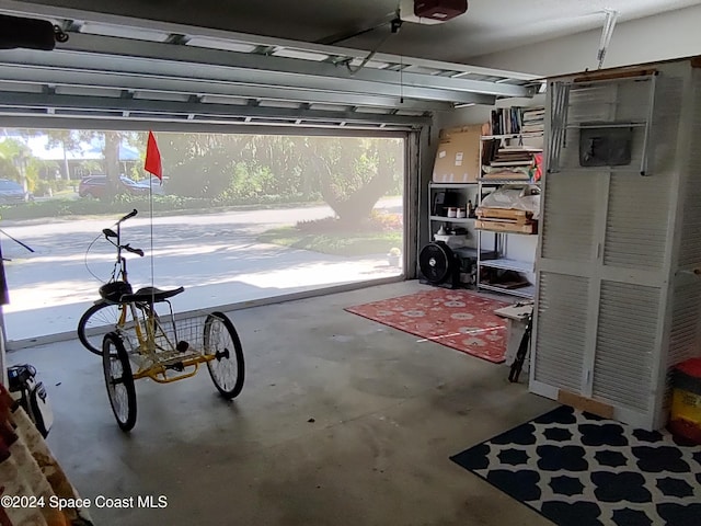 garage with a garage door opener