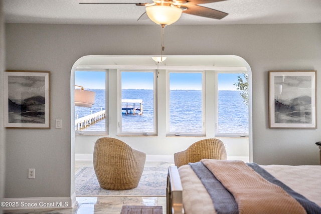 bedroom with a water view