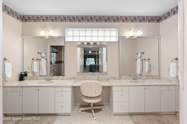 bathroom featuring vanity and tile patterned floors