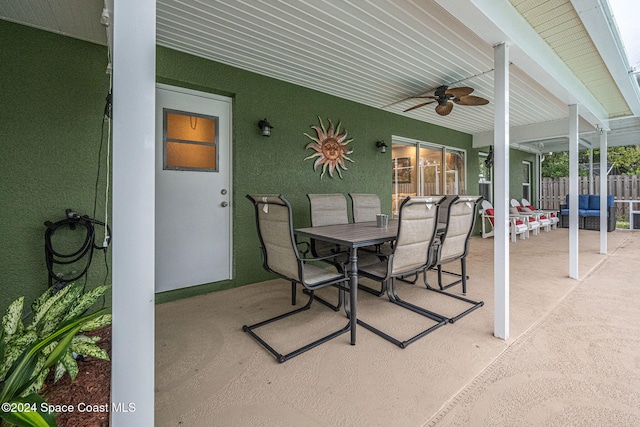 view of patio / terrace featuring ceiling fan