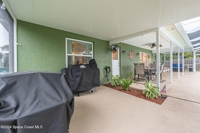 view of patio / terrace featuring grilling area and ceiling fan