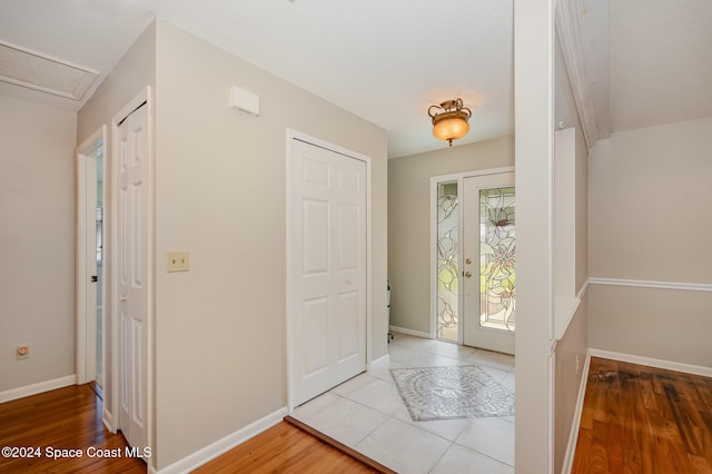 entryway with light wood-type flooring