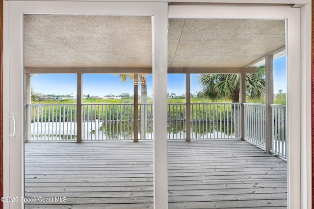 deck with a water view