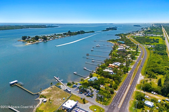 36 Vip Is Unit A, Grant, FL 32949 - aerial view of property and surrounding area featuring a large body of water and a major roadway