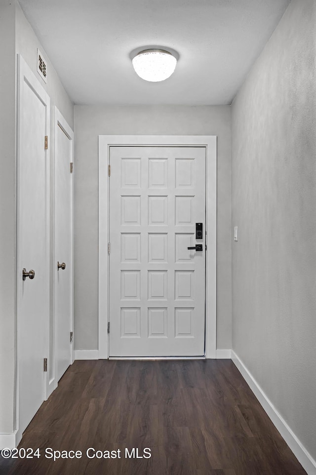 doorway to outside featuring dark hardwood / wood-style flooring