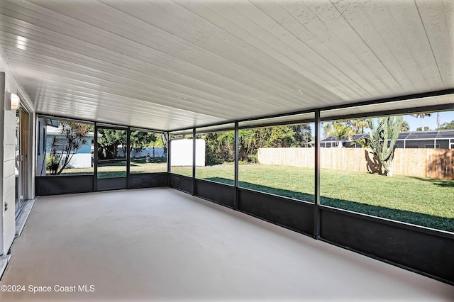 view of unfurnished sunroom