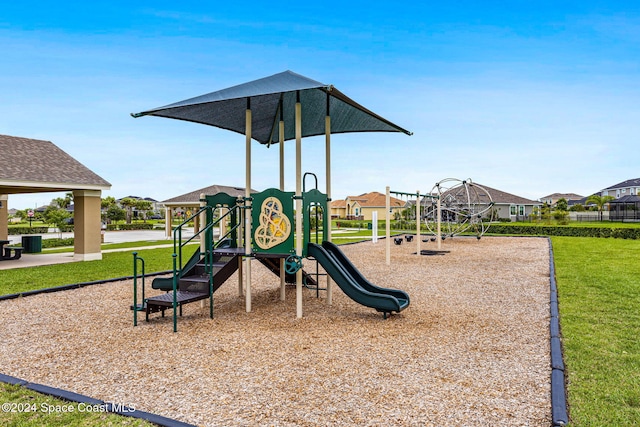 view of play area with a lawn