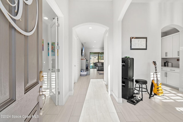 entrance foyer with light tile patterned flooring