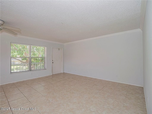 28 Pine Arbor Ln Unit 206, Vero Beach, FL 32962 - unfurnished room with crown molding, a textured ceiling, and ceiling fan
