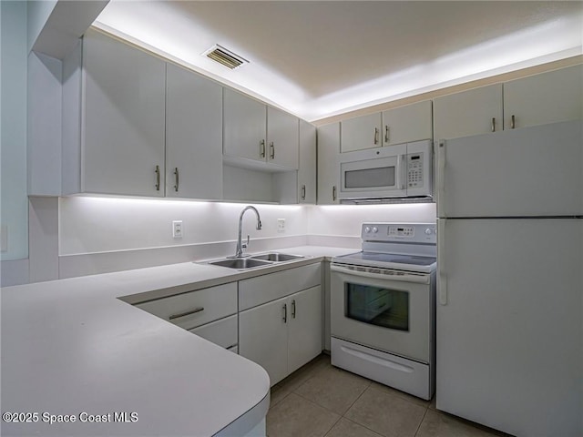 2800 Indian River Blvd Unit L-2, Vero Beach, FL 32960 - kitchen featuring white appliances, a sink, light countertops, and light tile patterned flooring