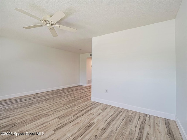 2800 Indian River Blvd Unit L-2, Vero Beach, FL 32960 - spare room featuring light wood-type flooring, baseboards, ceiling fan, and a textured ceiling