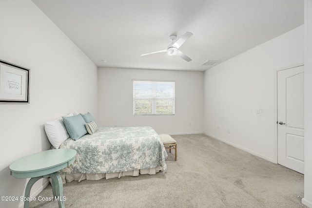 bedroom with carpet floors and ceiling fan