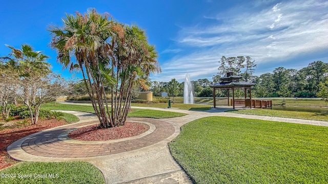 view of home's community featuring a gazebo and a lawn