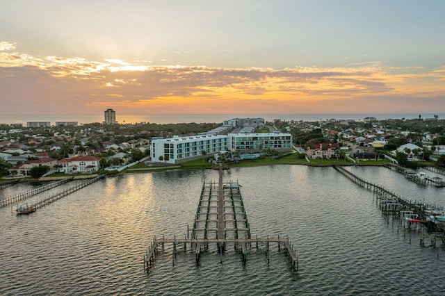 property view of water featuring a dock