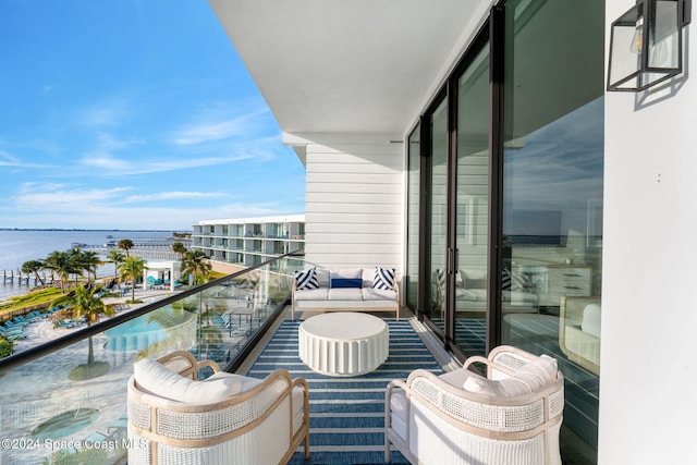 balcony with a water view