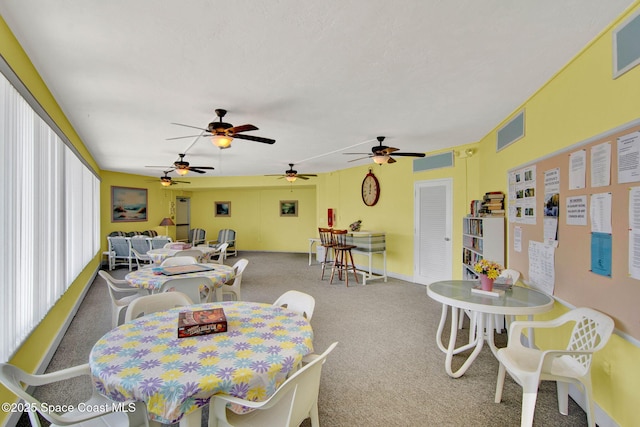 dining area with carpet floors