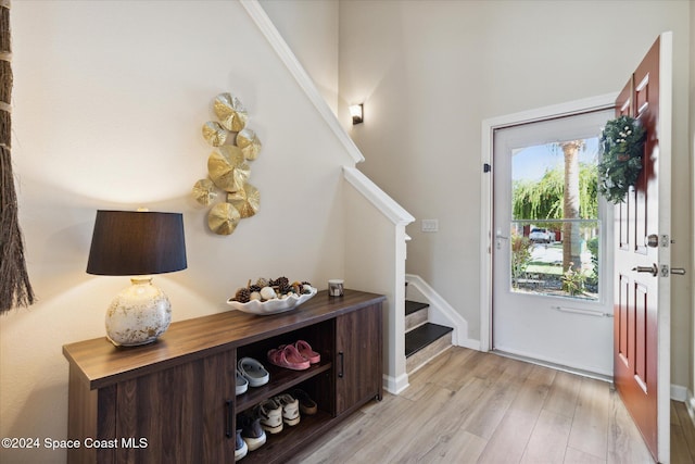 foyer featuring light hardwood / wood-style floors