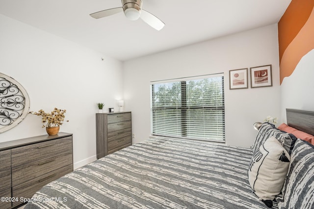 bedroom featuring ceiling fan