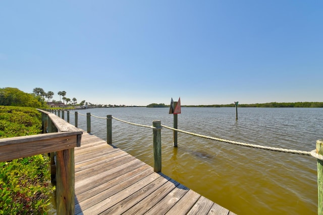 view of dock featuring a water view