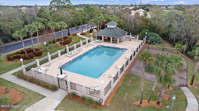 view of swimming pool featuring a patio