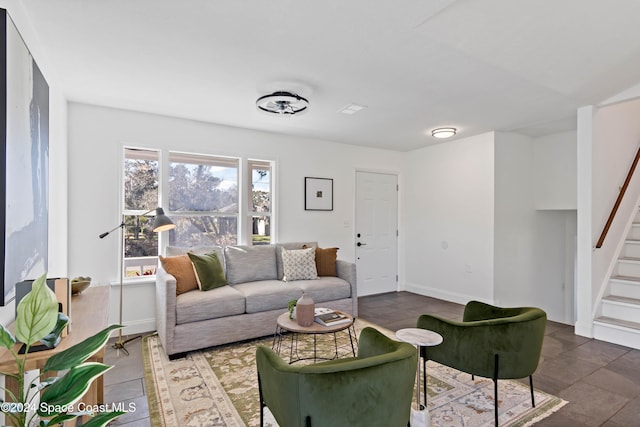 view of tiled living room