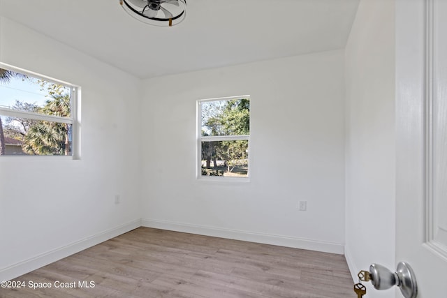 empty room featuring a healthy amount of sunlight and light wood-type flooring