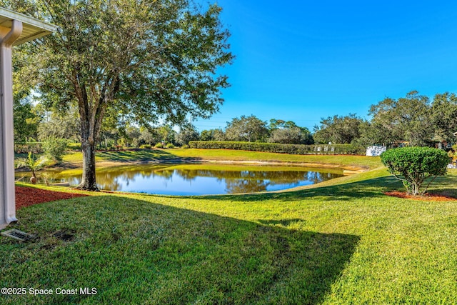 view of yard featuring a water view