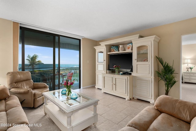 view of tiled living room