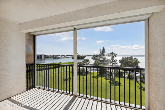 balcony with a water view