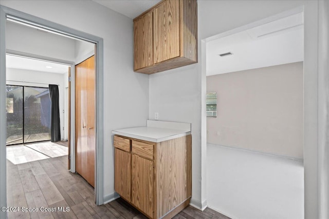 kitchen featuring dark wood-type flooring