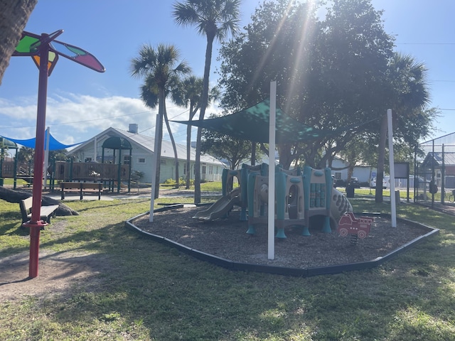 view of play area with a lawn